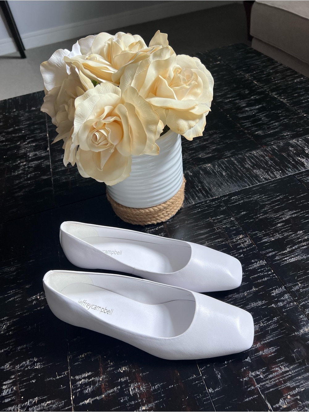 Jeffrey Campbell Subject White Square-Toe Kitten Heels Rare Model New